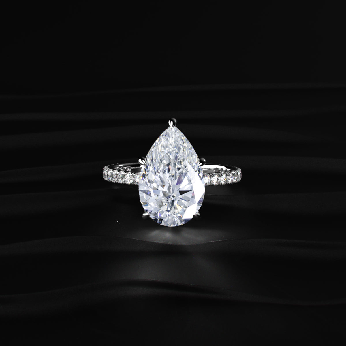 Pear Hidden Halo Engagement Ring