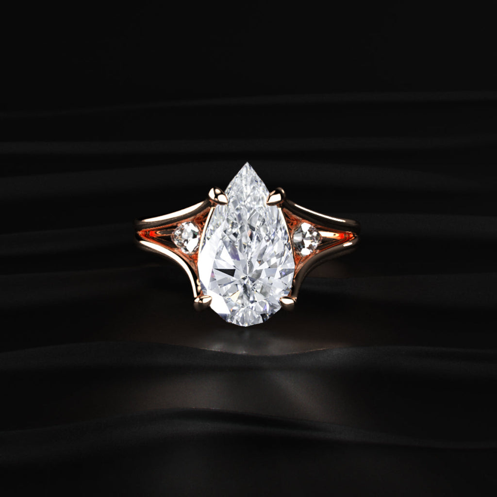Pear Trilogy Engagement Ring