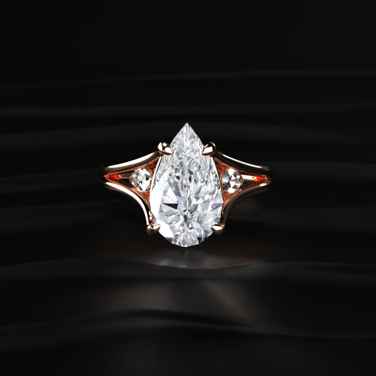 Pear Trilogy Engagement Ring