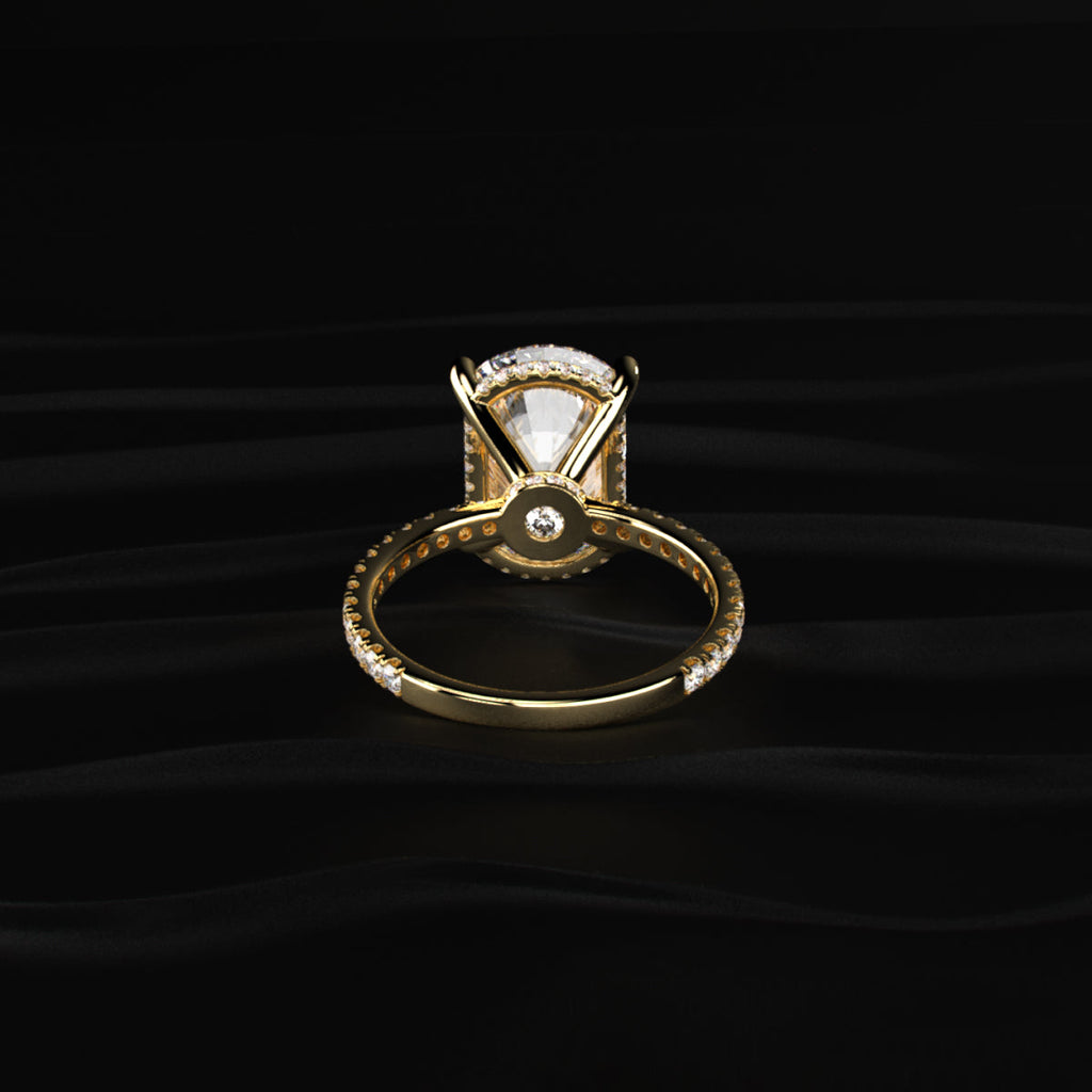 Cushion Cut Hidden Halo Engagement Ring