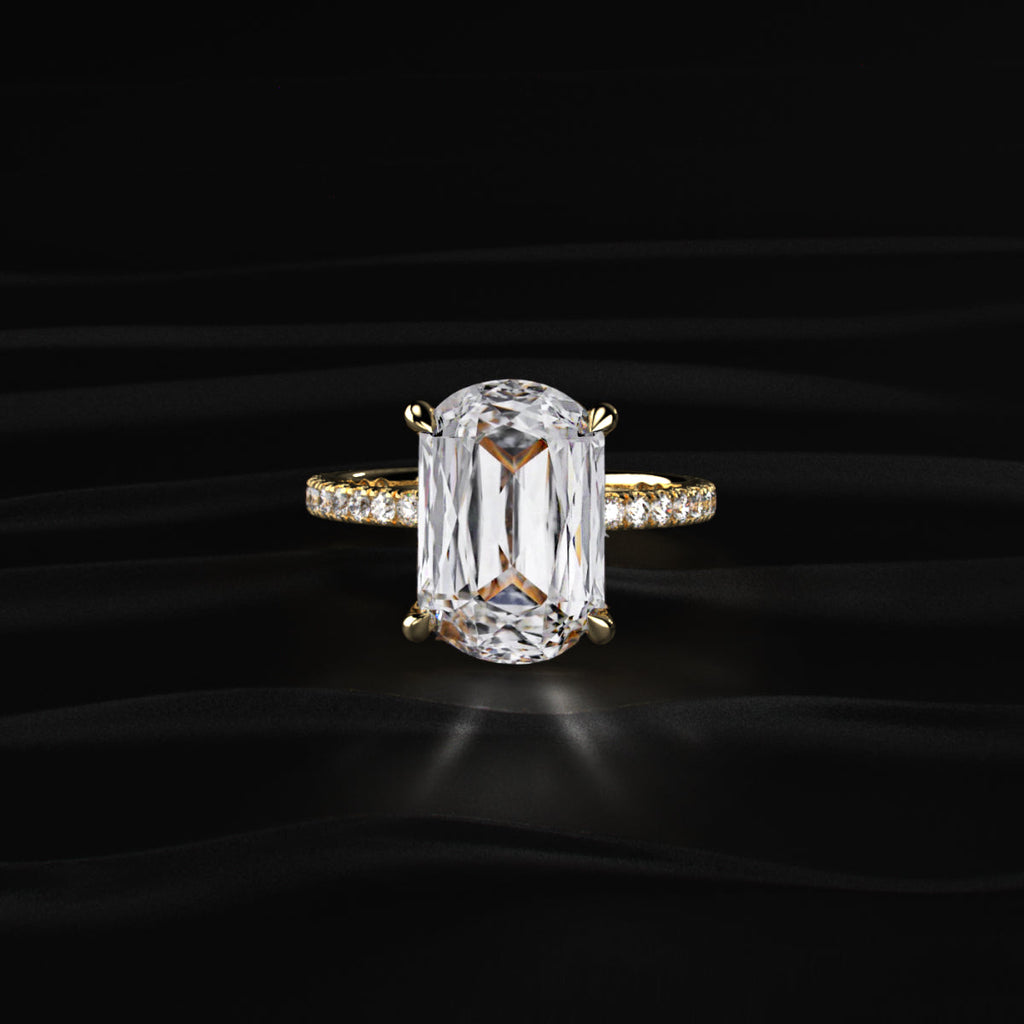Cushion Cut Hidden Halo Engagement Ring