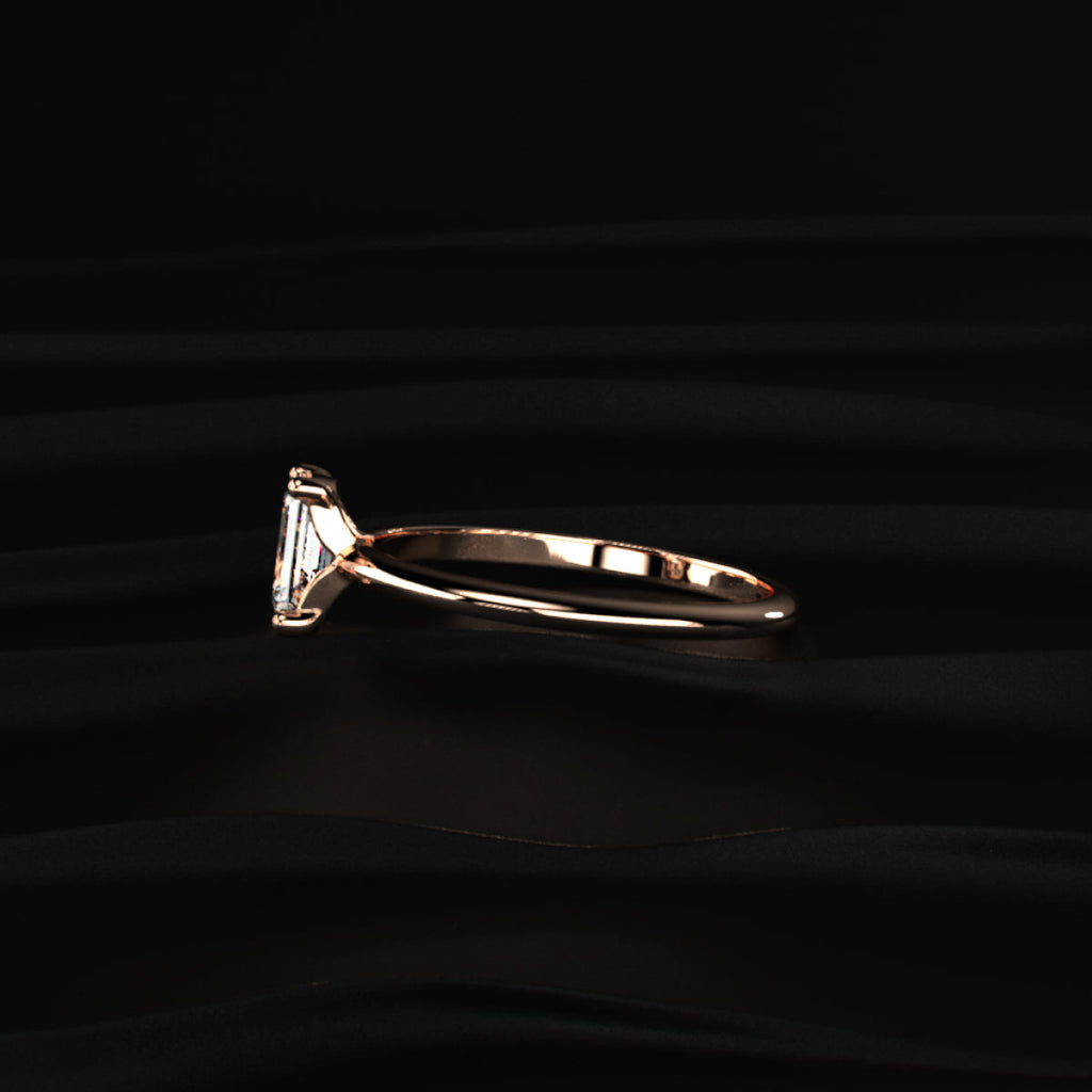 0.5Ct Emerald Cut Solitaire Ring
