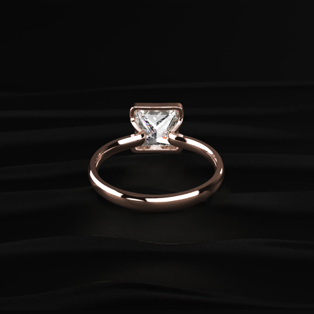 Half Bezel Princess Cut Engagement Ring