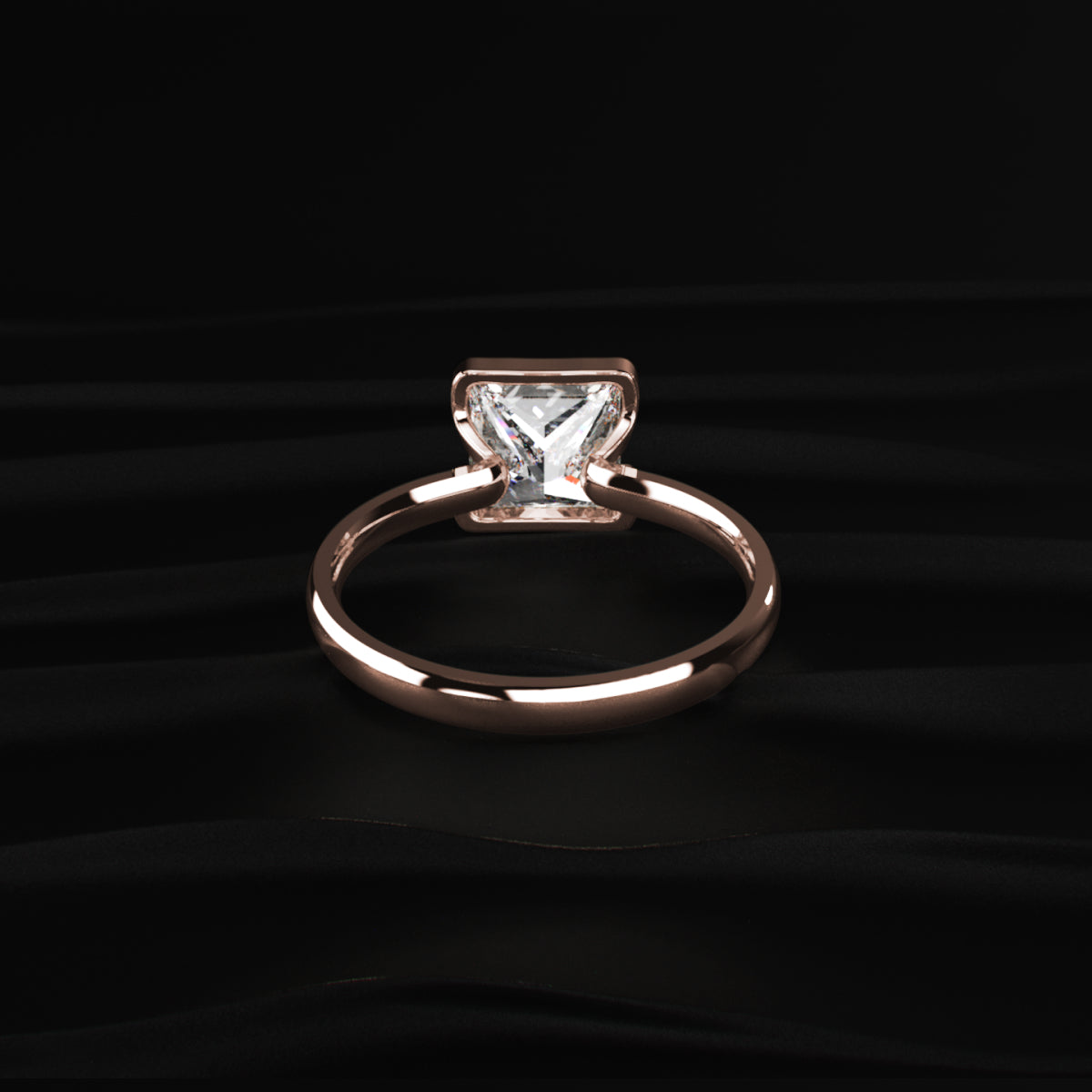Half Bezel Princess Cut Engagement Ring