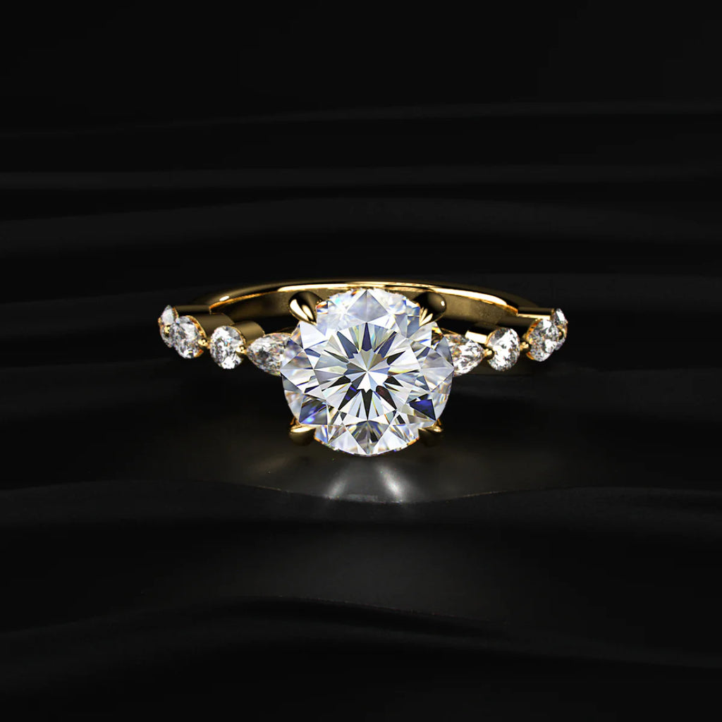 Round Solitaire Ring With Round Marquise Band