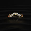 Double Band Diamond Chevron Ring