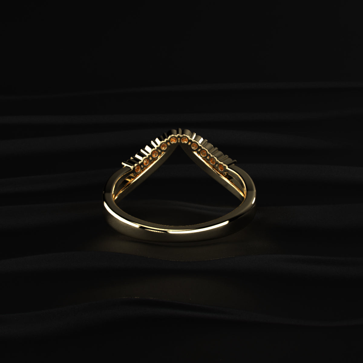Double Band Diamond Chevron Ring