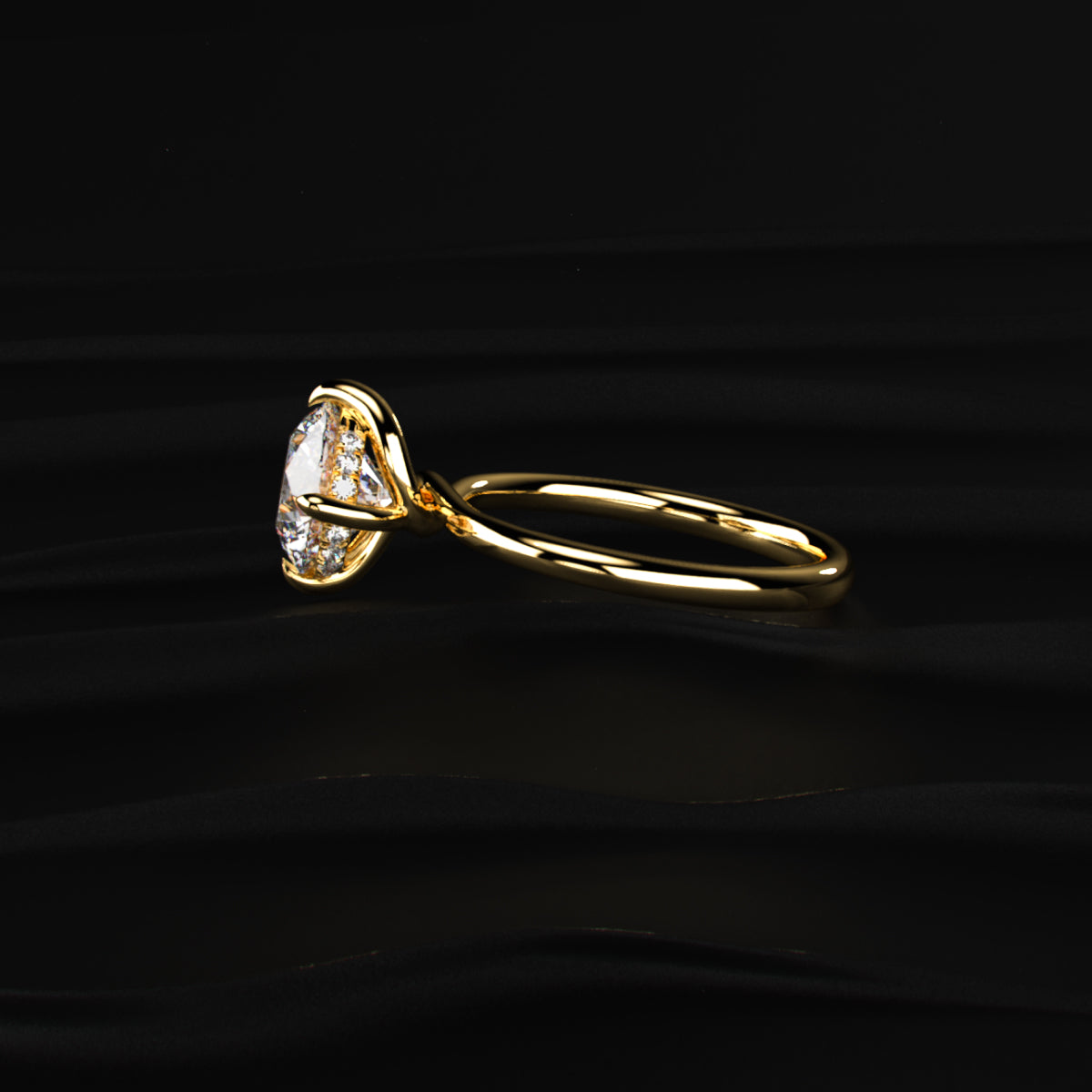 Portuguese Round Cut Diamond Ring With Hidden Halo