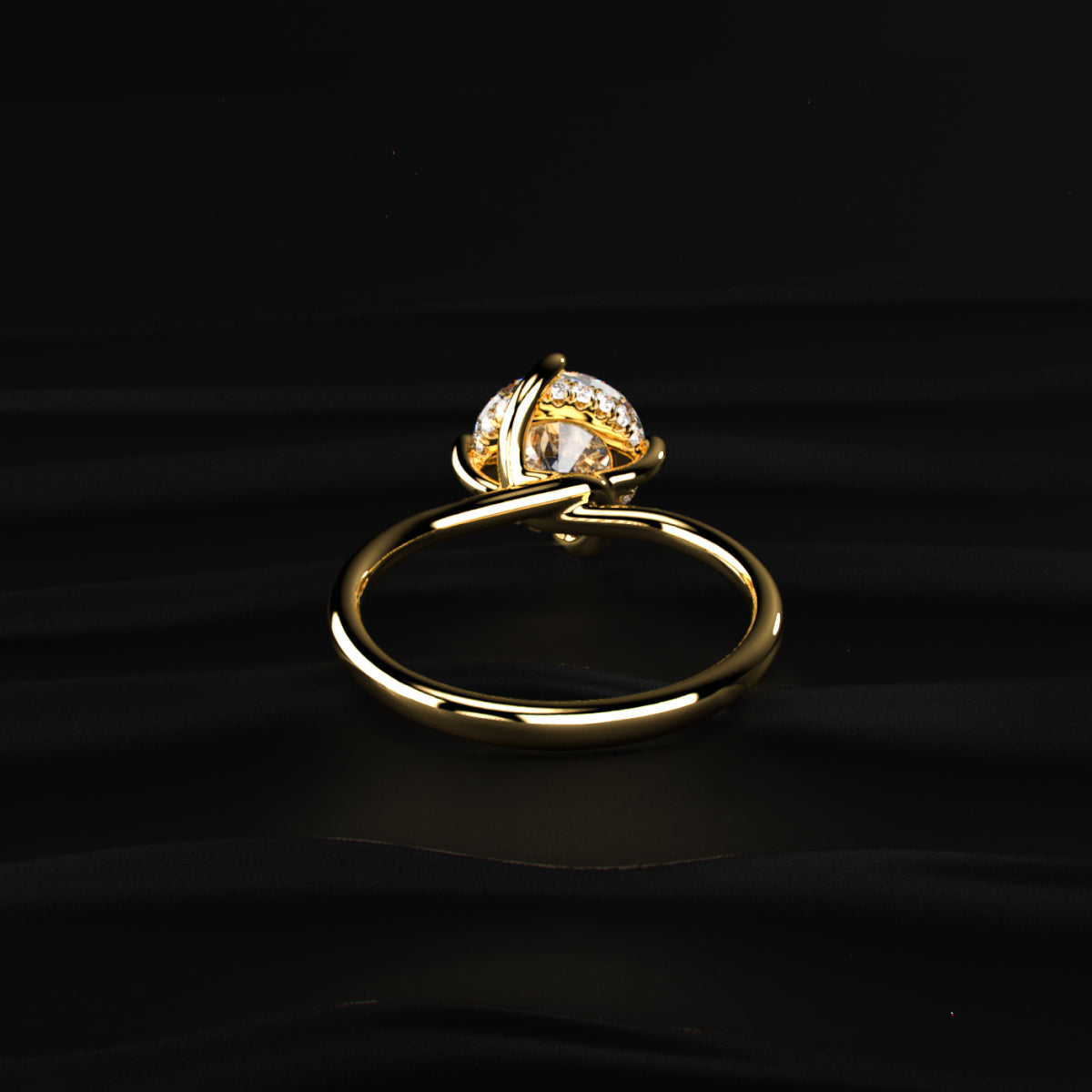 Portuguese Round Cut Diamond Ring With Hidden Halo