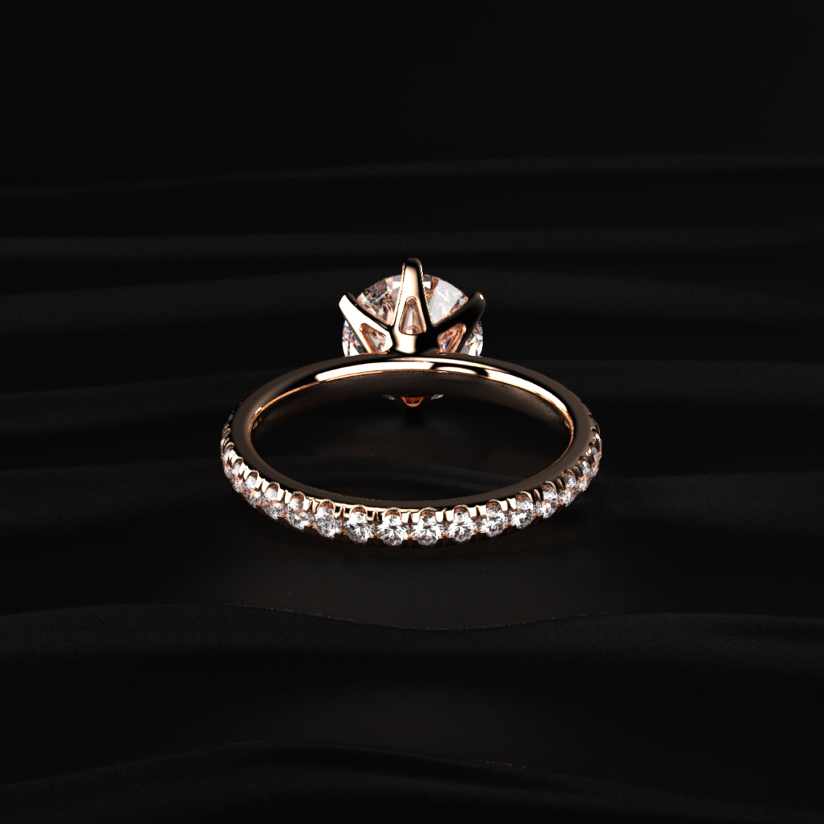 0.5ct Round Diamond Pave Engagement Ring