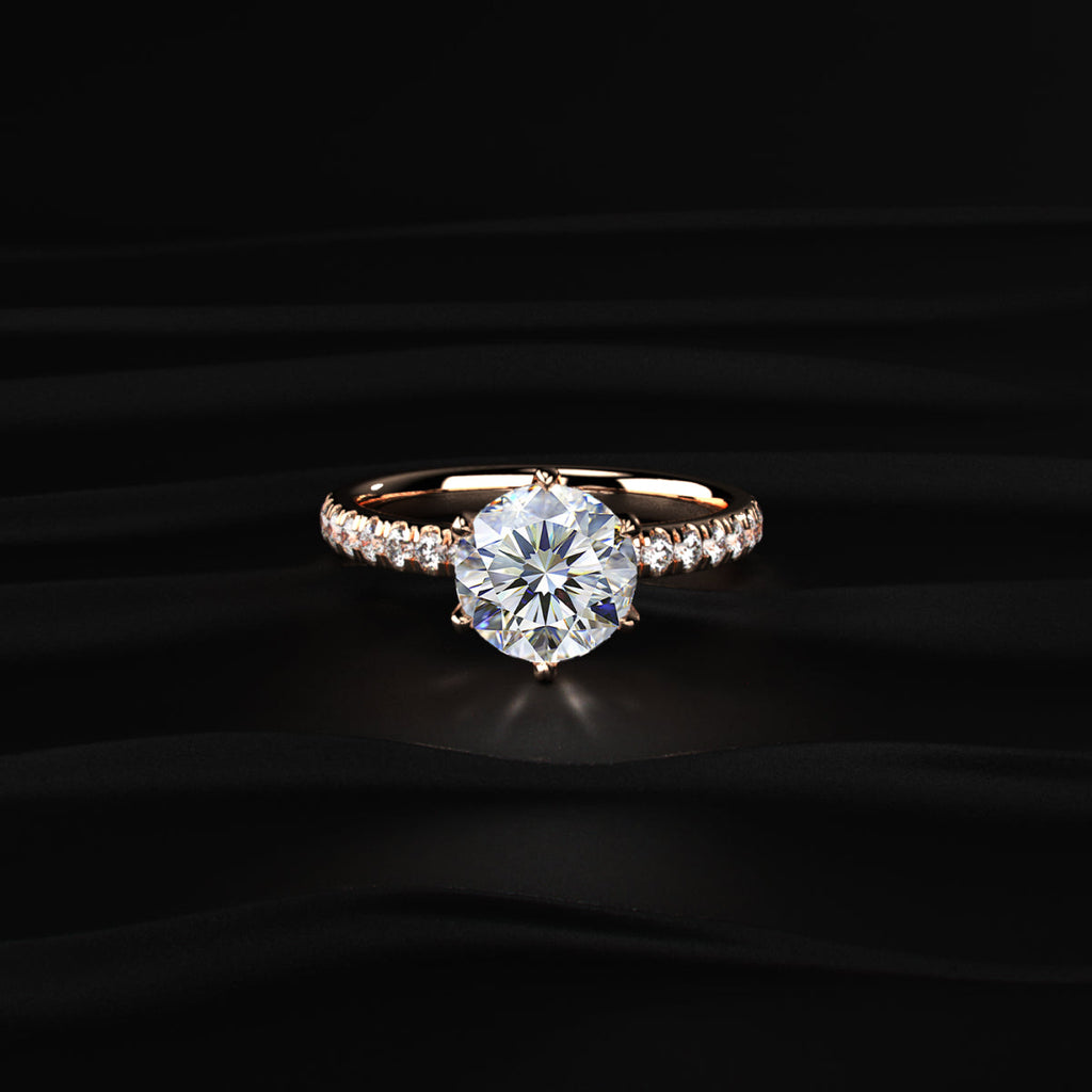 0.5ct Round Diamond Pave Engagement Ring