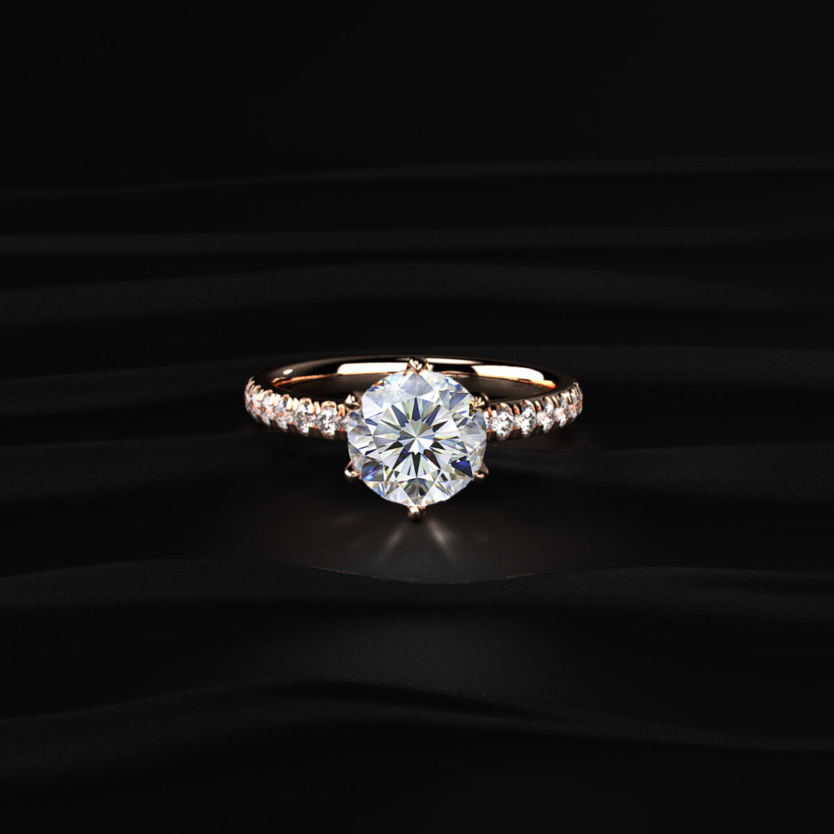 0.5ct Round Diamond Pave Engagement Ring