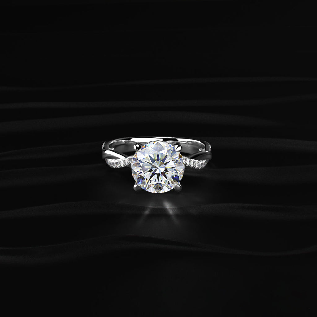 Round With Twisted Pave Band & Hidden Halo