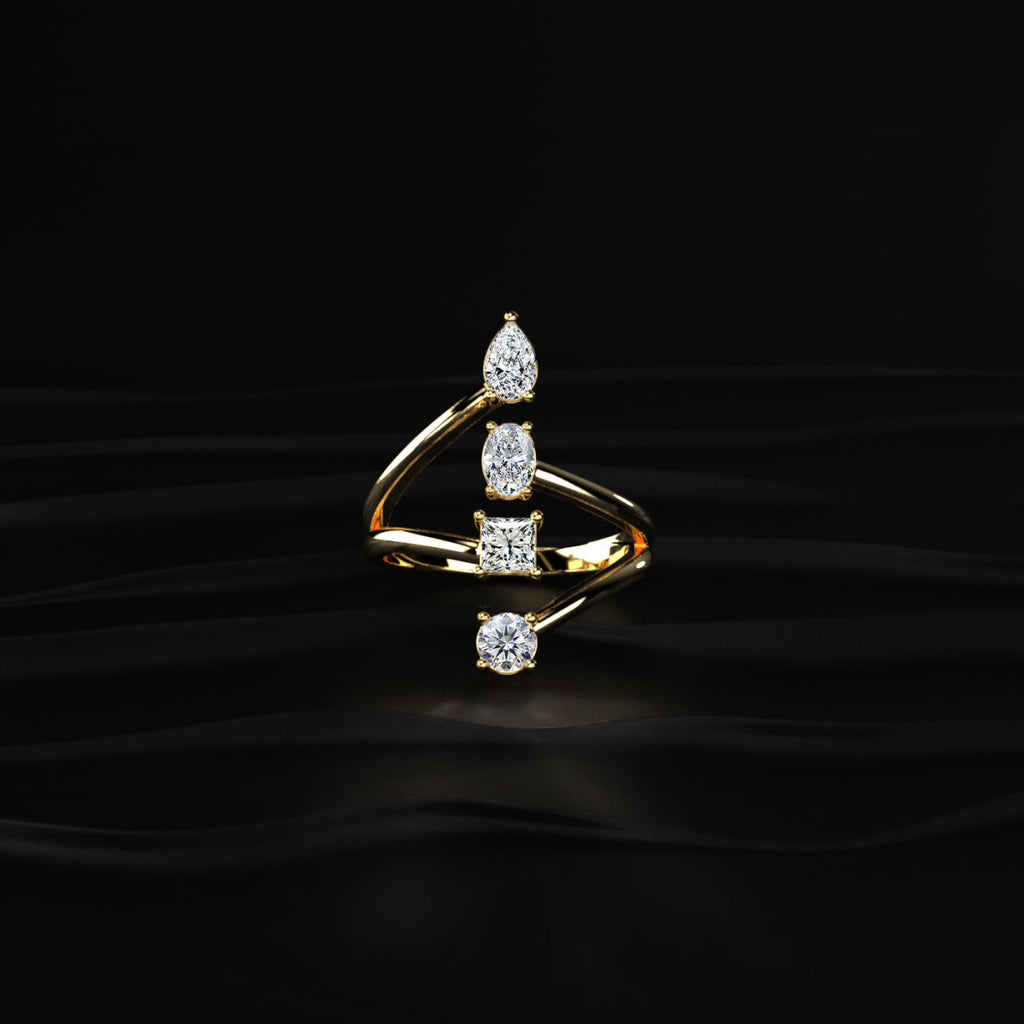 4 Stone Split Shank Engagement Ring