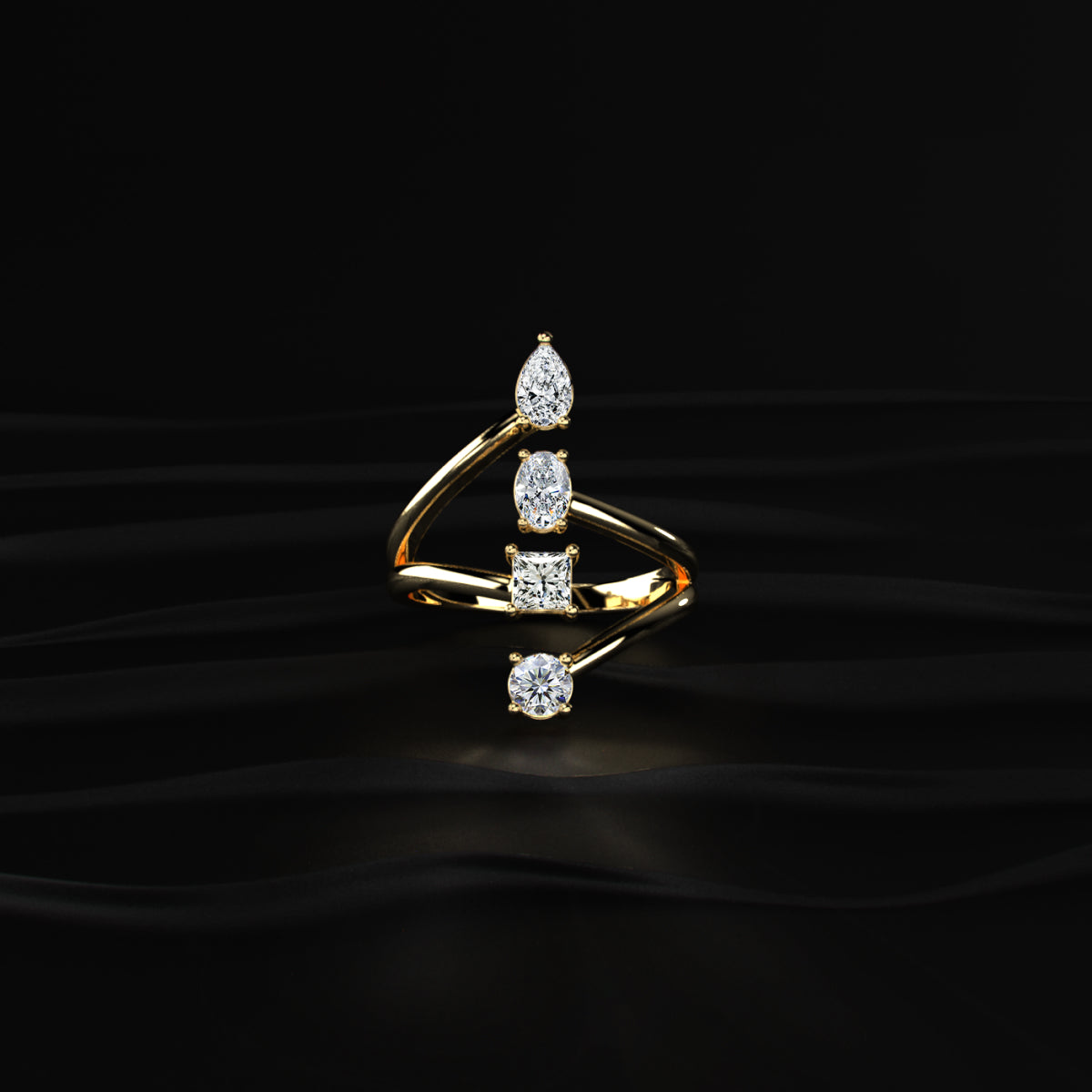 4 Stone Split Shank Engagement Ring