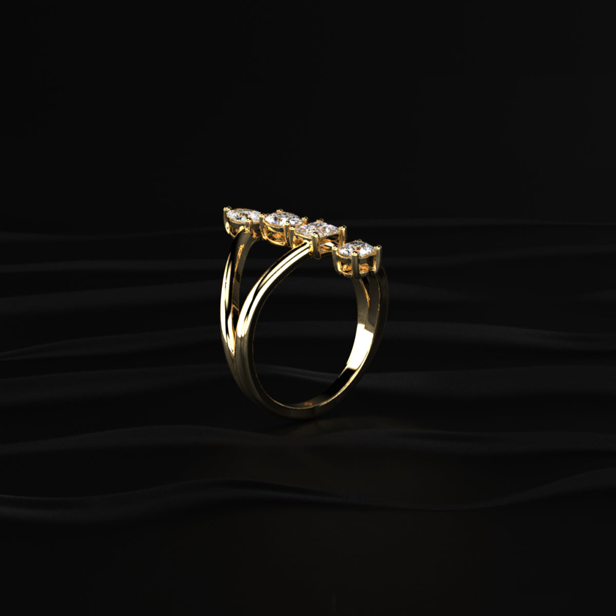 4 Stone Split Shank Engagement Ring