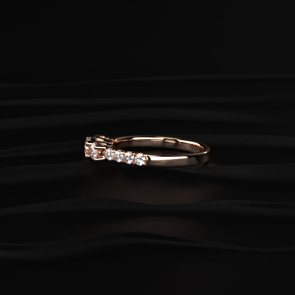 Round Trilogy Ring With Side Diamonds