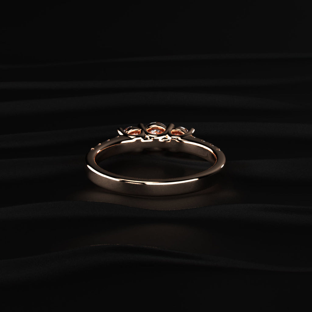 Round Trilogy Ring With Side Diamonds