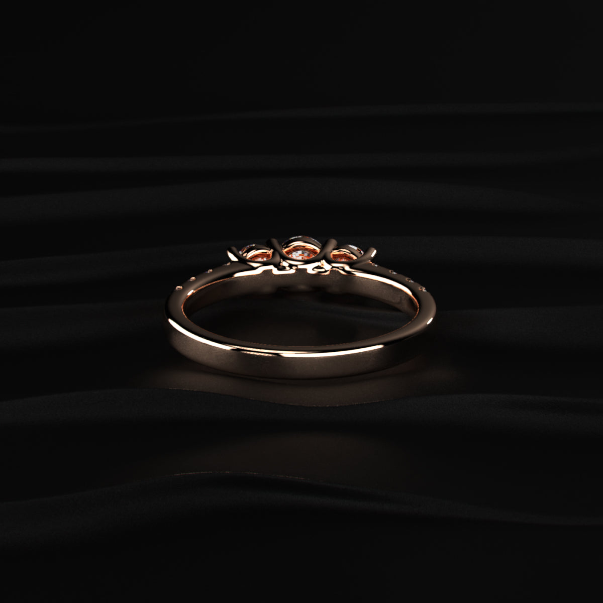 Round Trilogy Ring With Side Diamonds