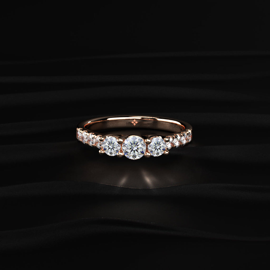 Round Trilogy Ring With Side Diamonds