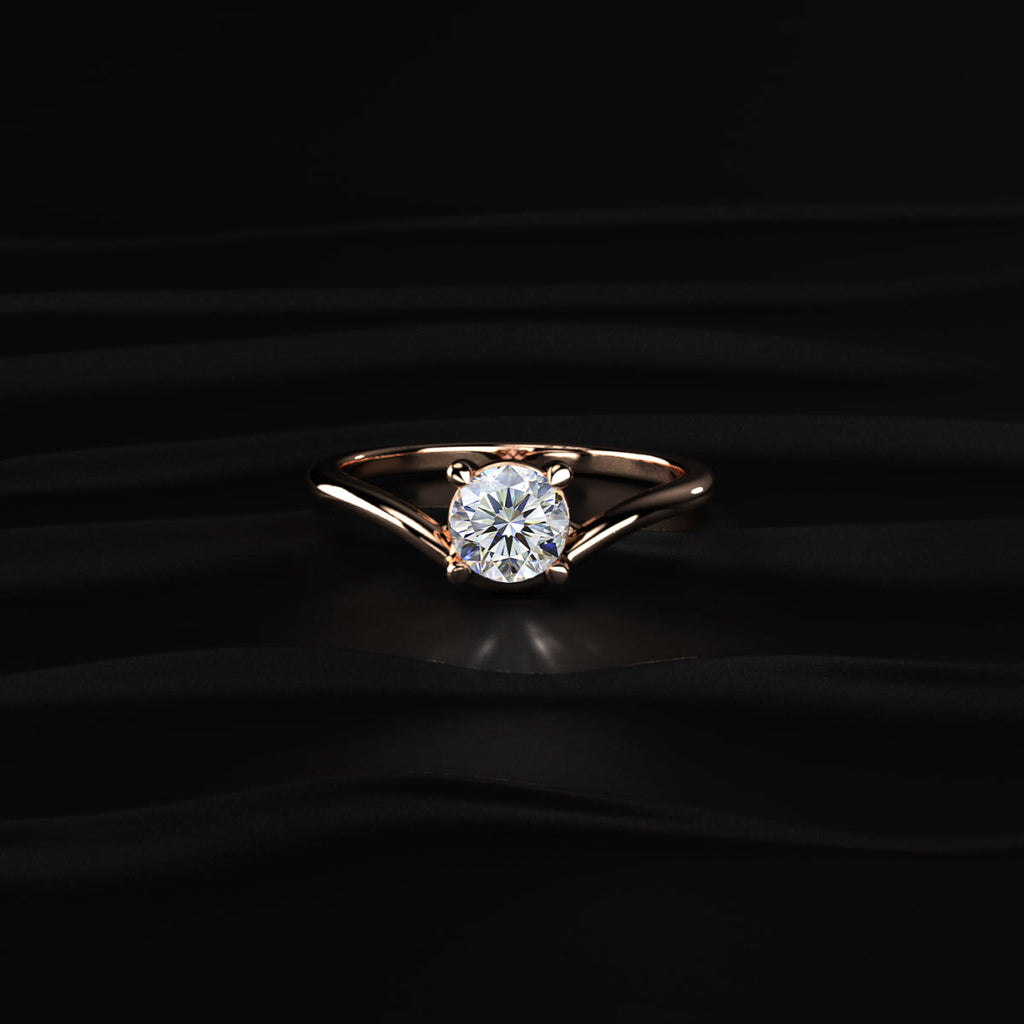 Round Solitaire Ring With Curved Band