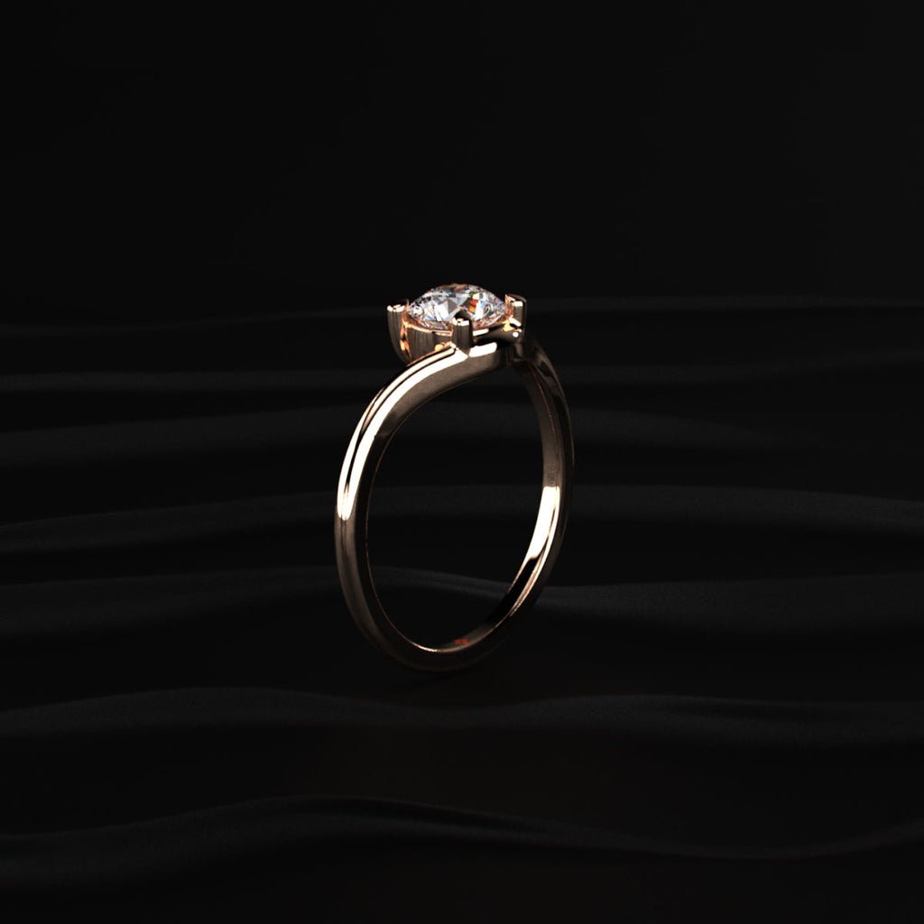 Round Solitaire Ring With Curved Band