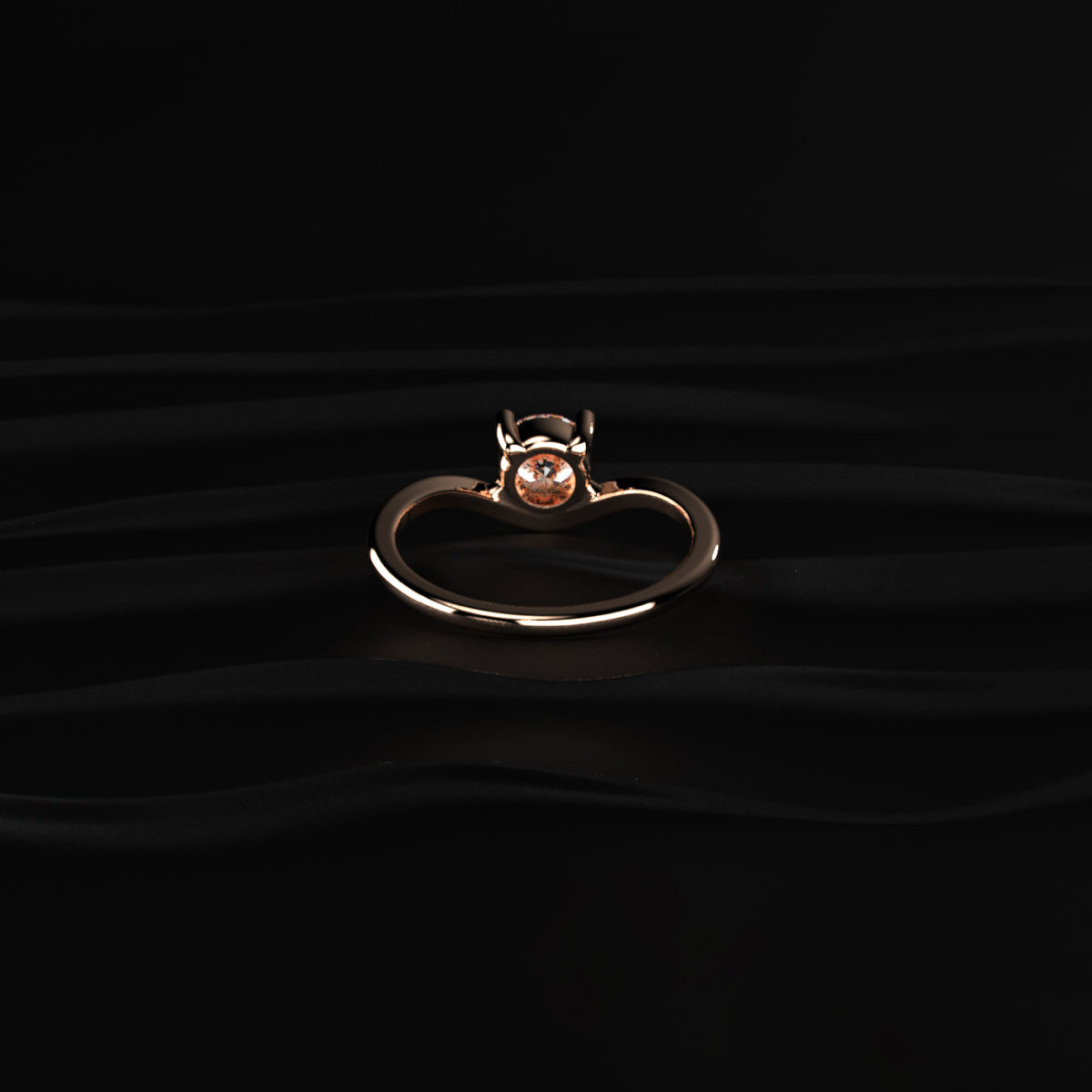Round Solitaire Ring With Curved Band