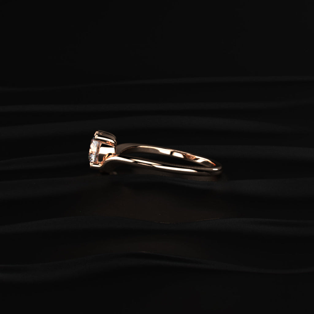 Round Solitaire Ring With Curved Band