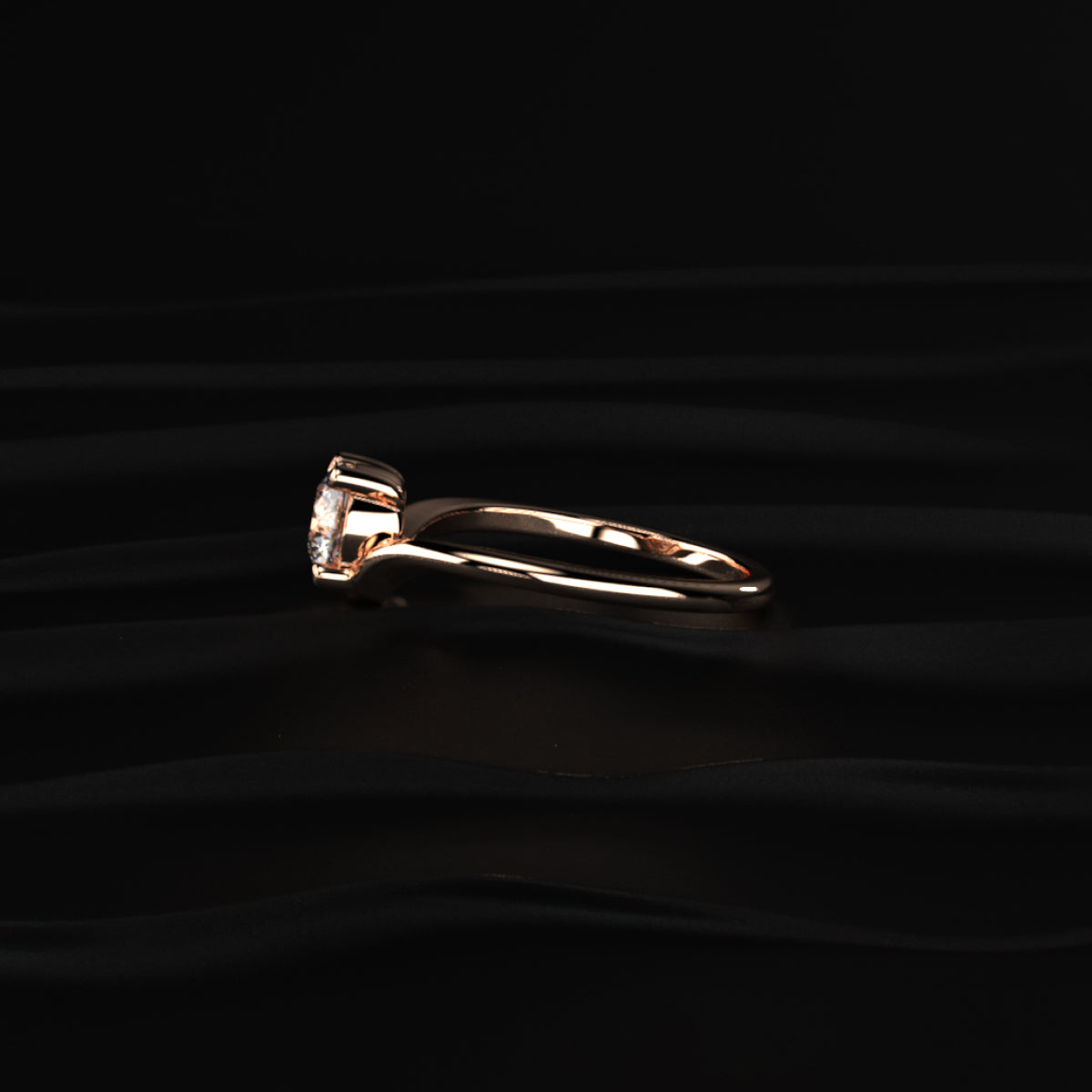 Round Solitaire Ring With Curved Band