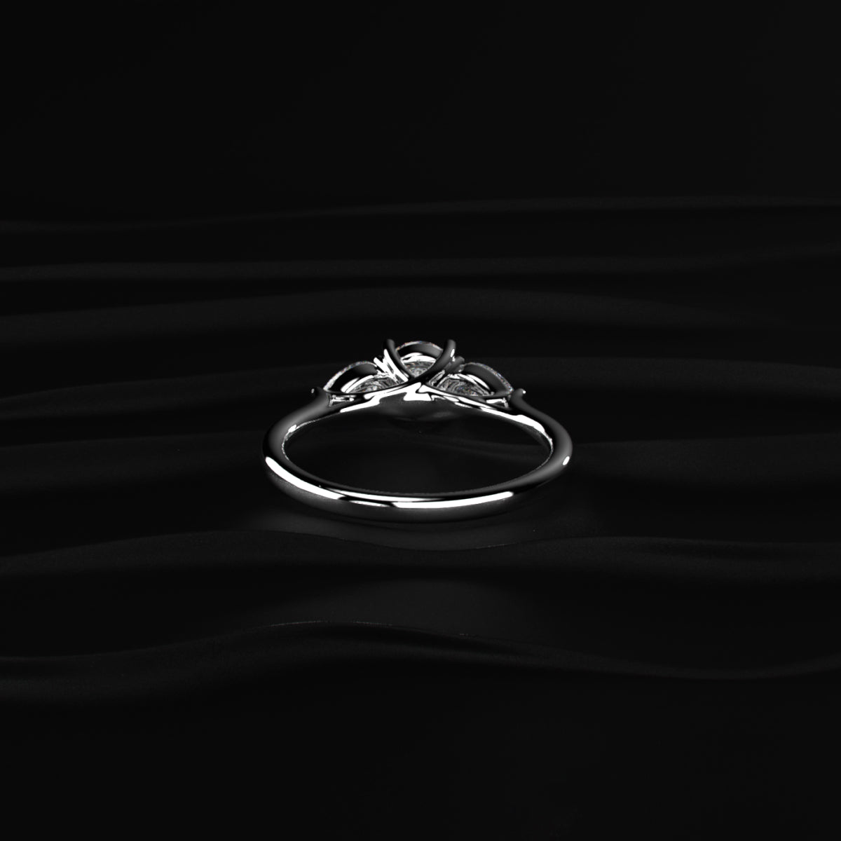 Round Diamond Ring With Pear Side Stones