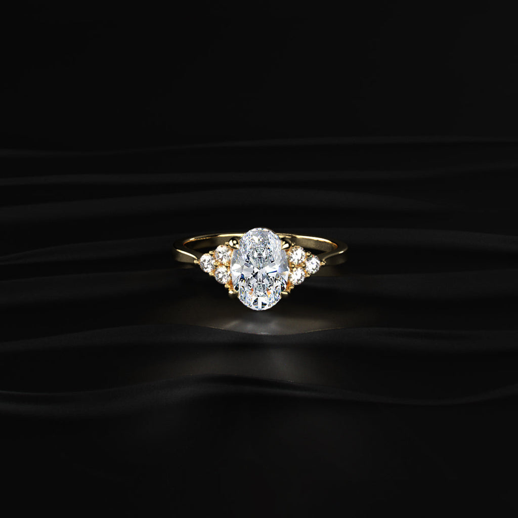 Oval Solitaire Ring With Round Accent Stones
