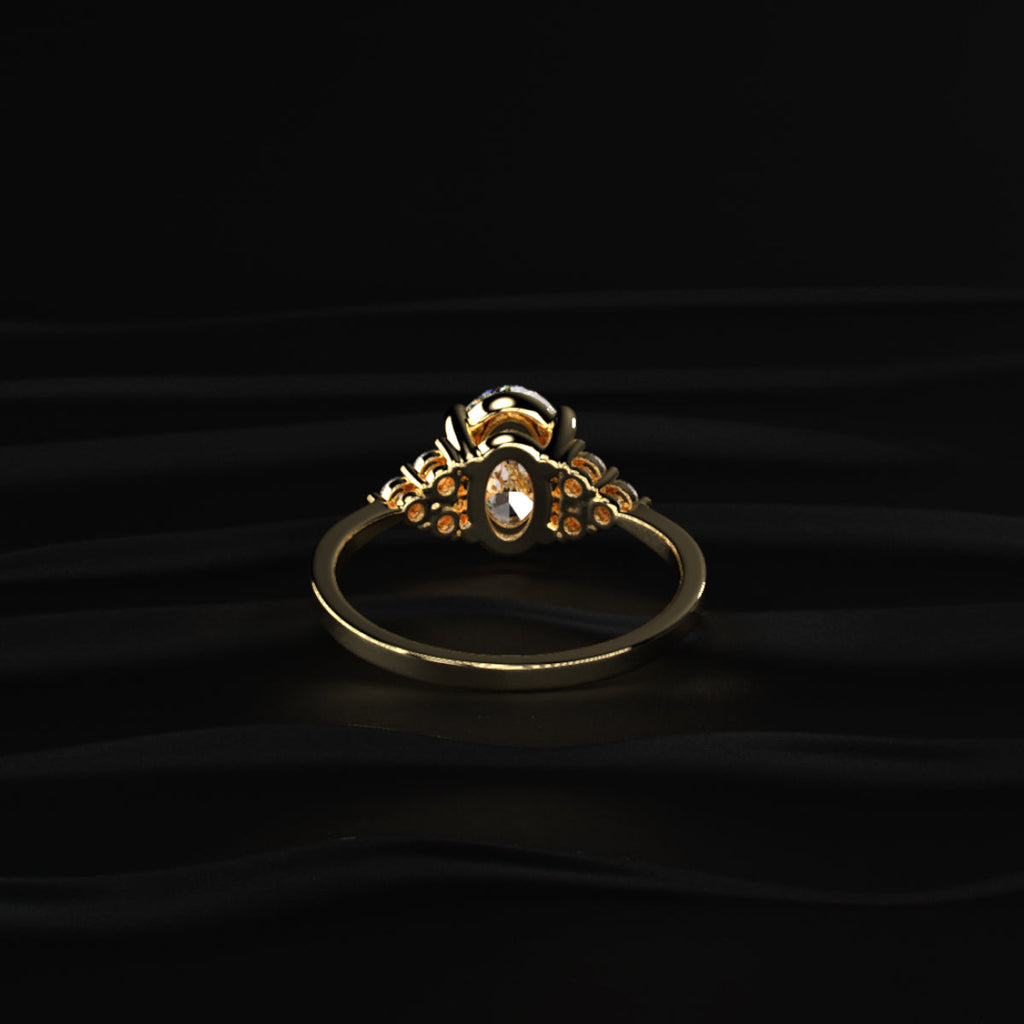 Oval Solitaire Ring With Round Accent Stones