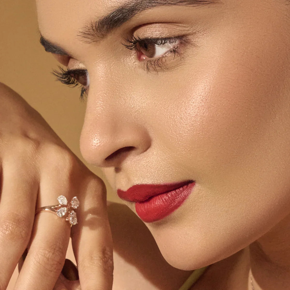 4 Pear Diamond Butterfly Ring