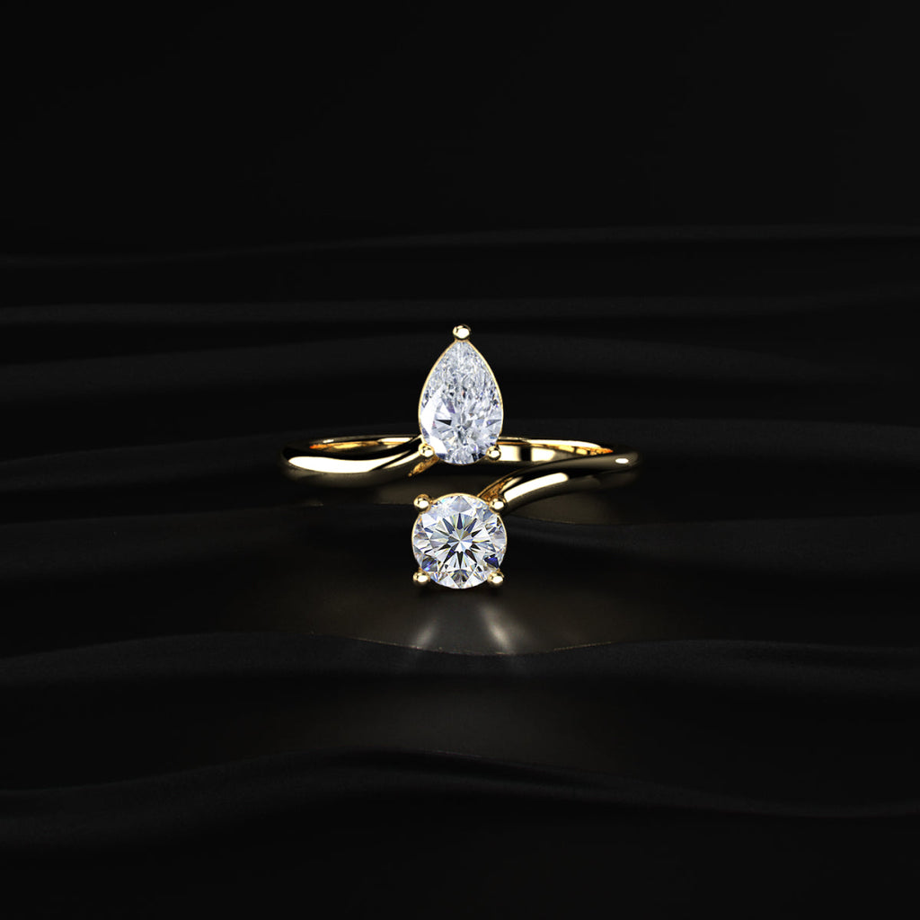 Pear And Round Cut Two Stone Engagement Ring