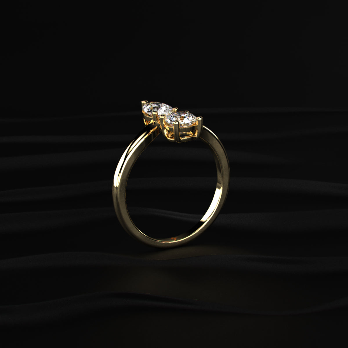 Pear And Round Cut Two Stone Engagement Ring
