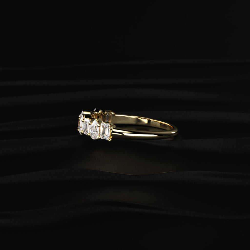Pear And Emerald Cut Half Eternity Ring