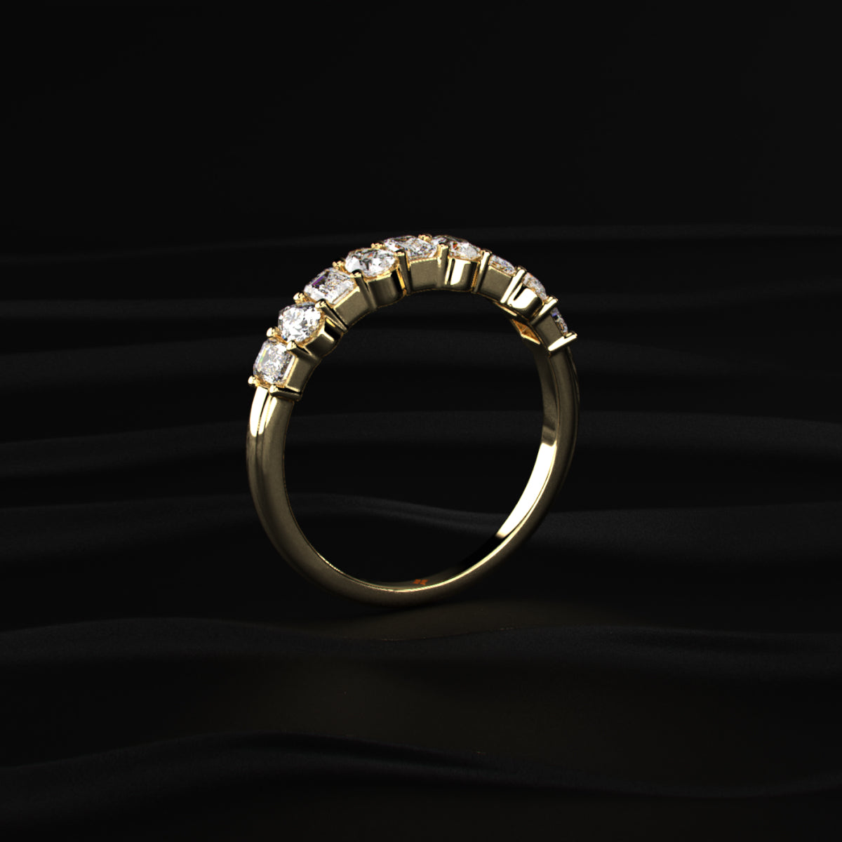 Pear And Emerald Cut Half Eternity Ring