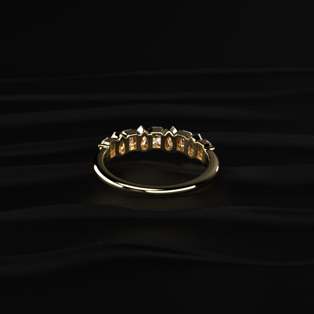 Pear And Emerald Cut Half Eternity Ring