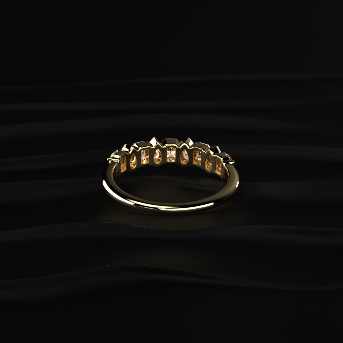 Pear And Emerald Cut Half Eternity Ring