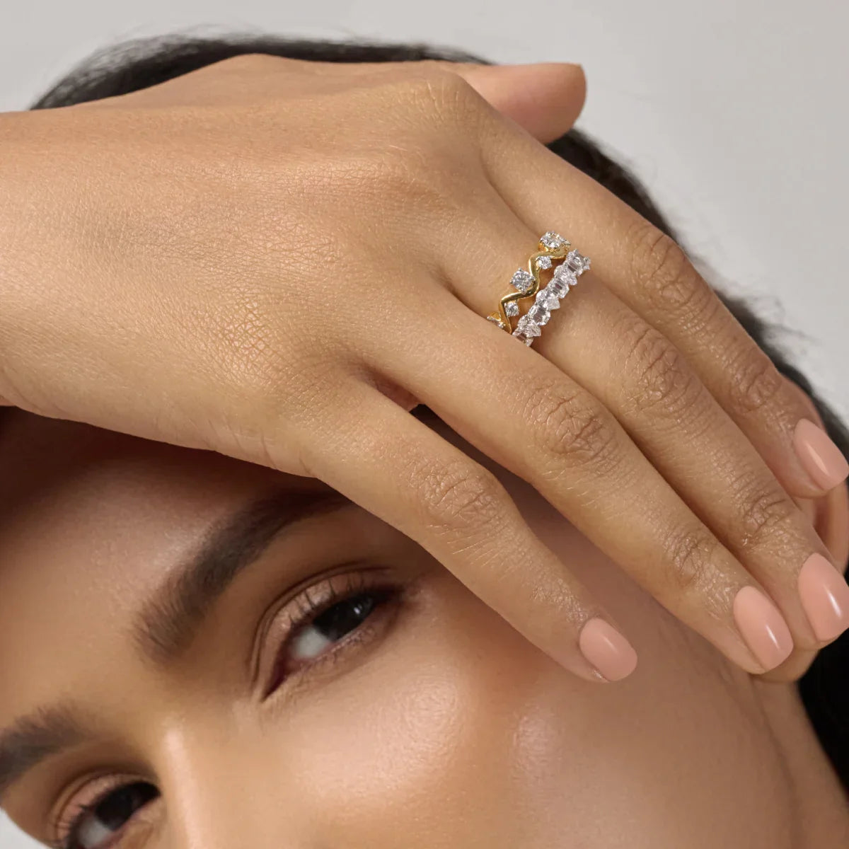 Pear And Emerald Cut Half Eternity Ring