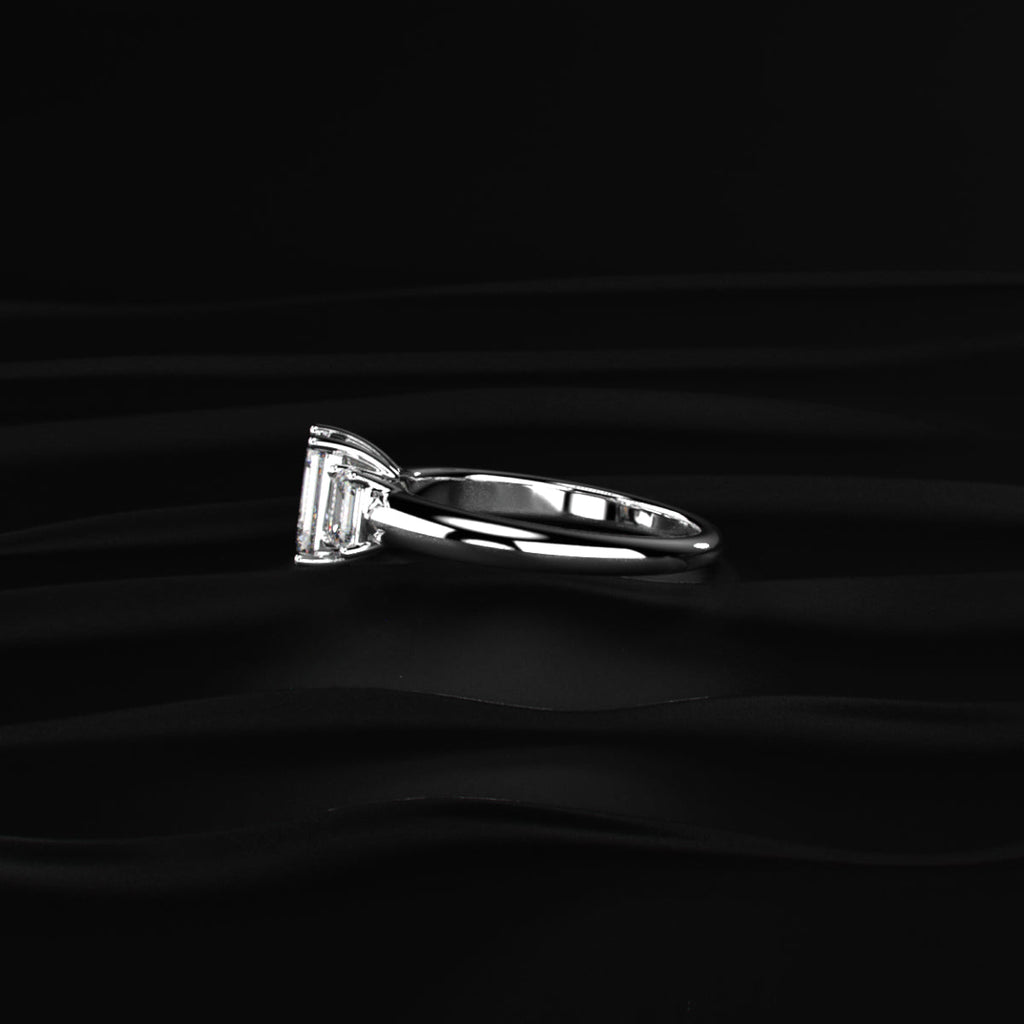 3 Stone Emerald Cut Diamond Ring