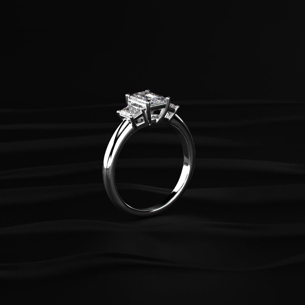 3 Stone Emerald Cut Diamond Ring