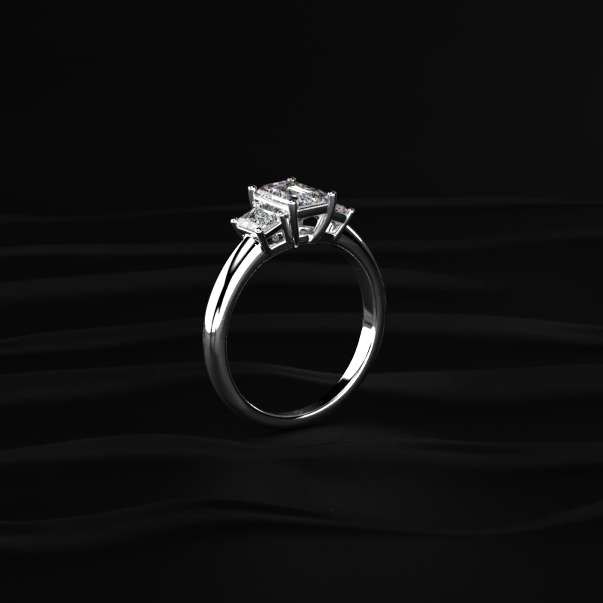 3 Stone Emerald Cut Diamond Ring