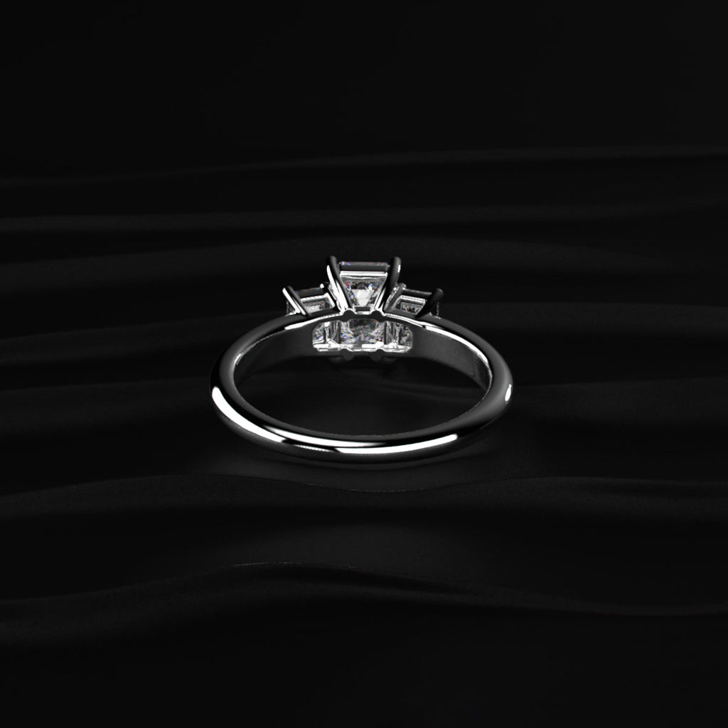 3 Stone Emerald Cut Diamond Ring