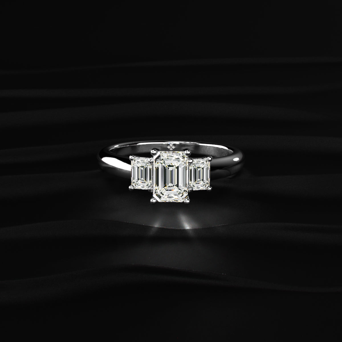 3 Stone Emerald Cut Diamond Ring