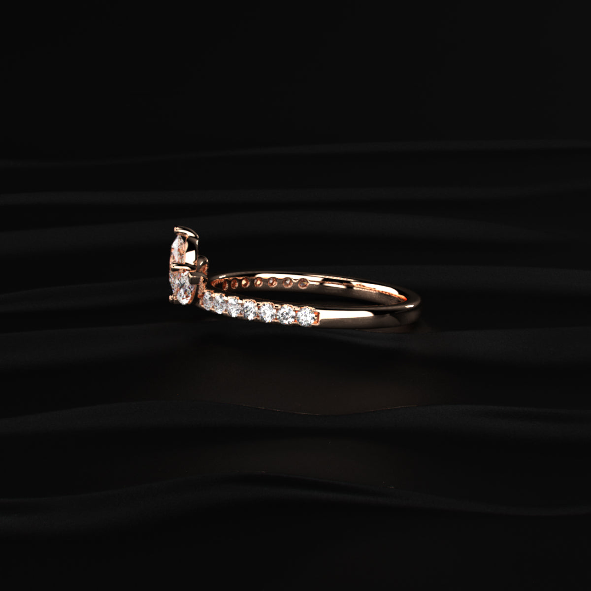 Marquise Trilogy Ring With Side Diamonds