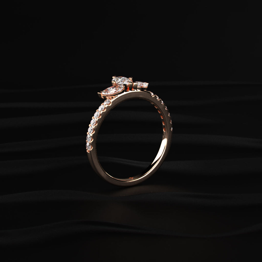 Marquise Trilogy Ring With Side Diamonds