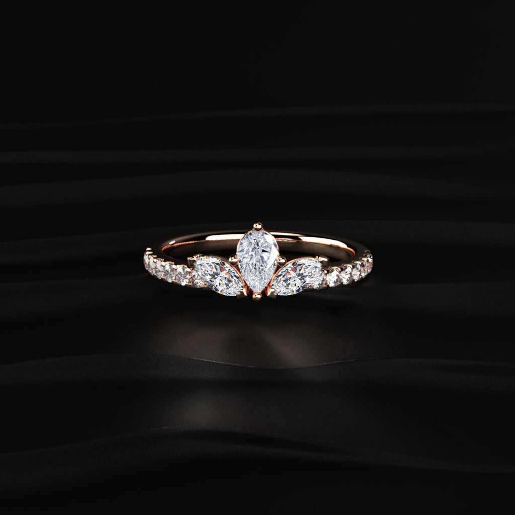 Marquise Trilogy Ring With Side Diamonds