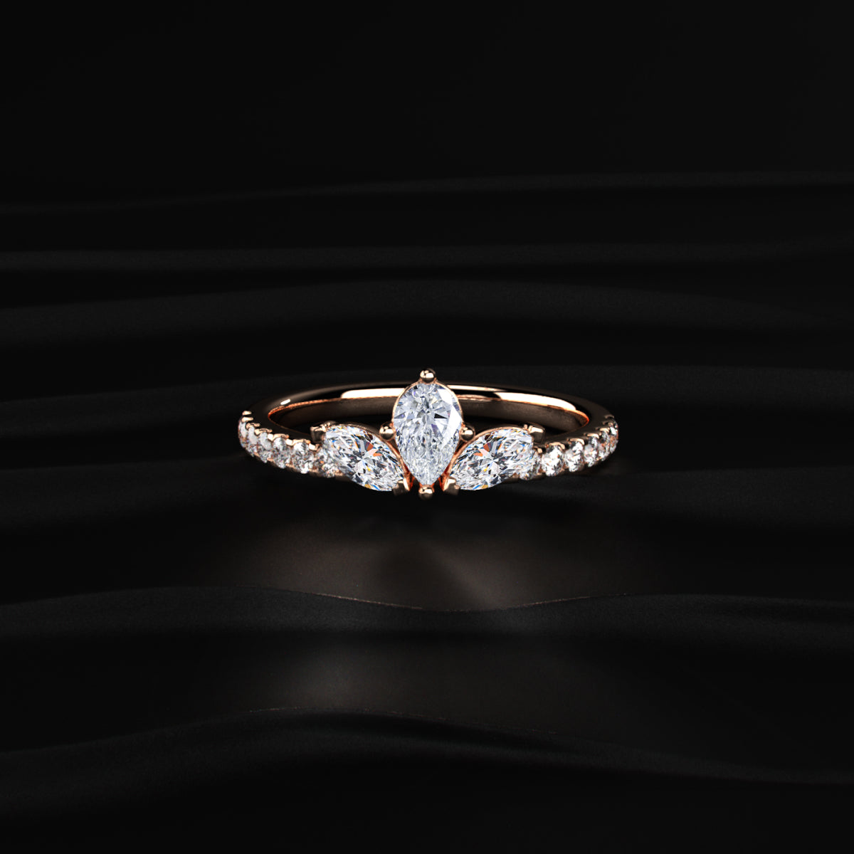 Marquise Trilogy Ring With Side Diamonds