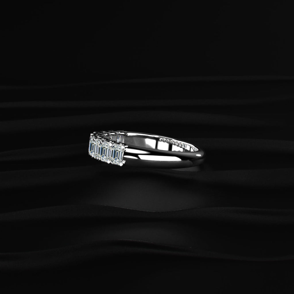 Emerald Cut Half Eternity Band
